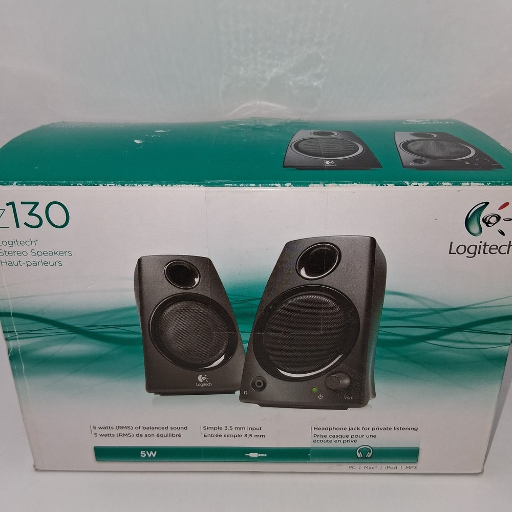Logitech Z130 Stereo Speakers Great Sound Compact Work Great! Wired